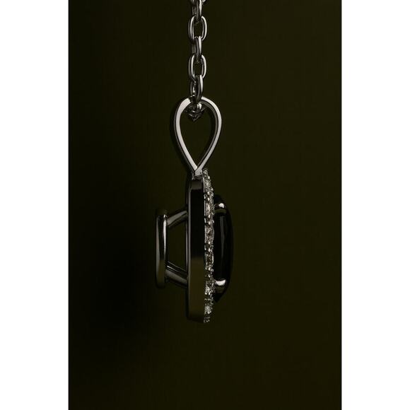 Birthstone Diamond Necklace | 1 ct Oval Gemstone .10ct Lab Grown Diamond Halo - Picture 6 of 12